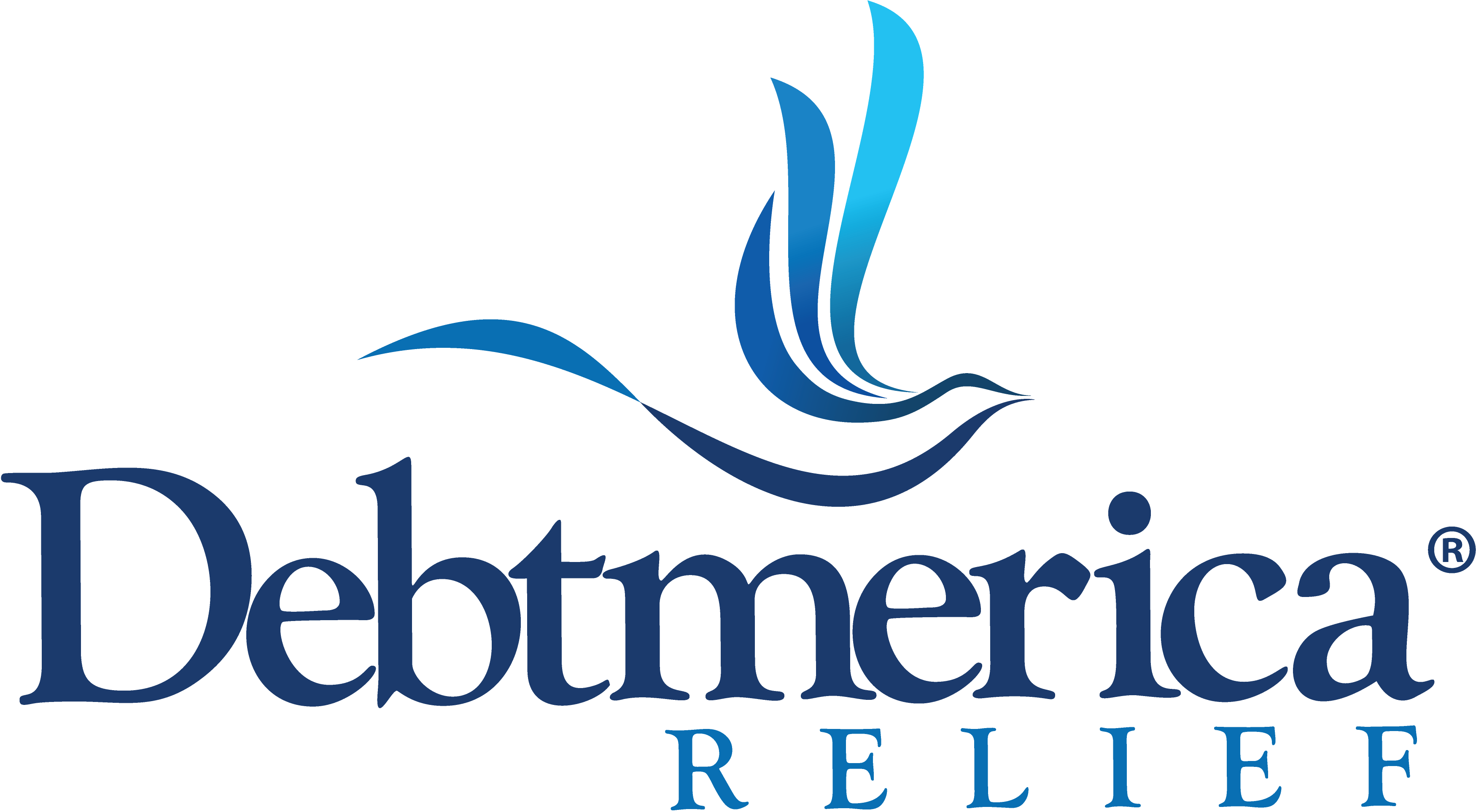 Debtmerica Relief logo with blue stylized bird icon