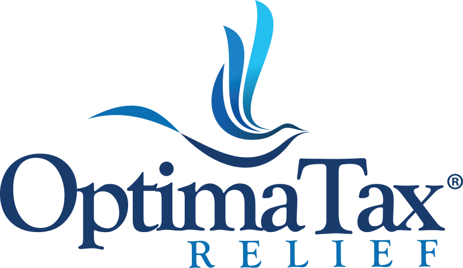 Optima Tax Relief logo with blue bird design
